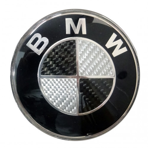 BMW ΣΗΜΑ ΚΑΠΩ ΚΟΥΜΠΩΤΟ 7,3 cm ΜΑΥΡΟ/ΧΡΩΜΙΟ/CARBON (ΜΕΤΑΛΛΙΚΟ) - 1 ΤΕΜ.