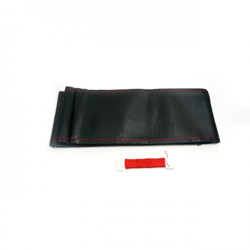 Κάλυμμα Τιμονιού Αυτοκινήτου Δερμάτινο Ραφτό Μαύρο-Κόκκινο Medium 38cm