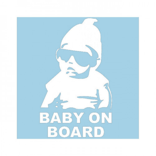 Αυτοκόλλητο Baby On Board Λευκό 18x11cm 1Τμχ