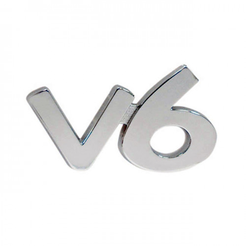 Αυτοκόλλητο Σήμα Χρωμίου 3D V6 6.5x3.5cm 1Τμχ