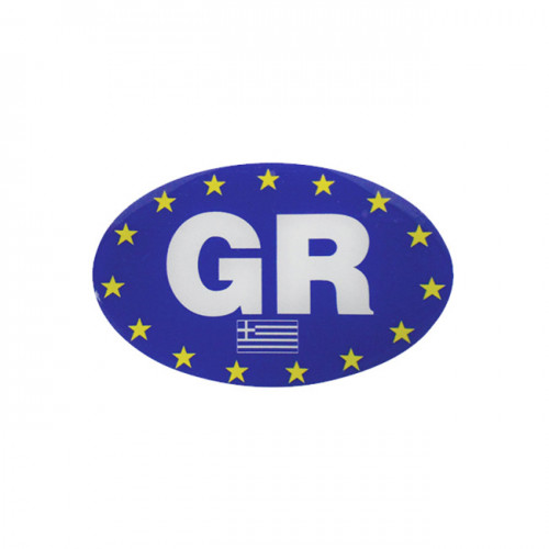 Αυτοκόλλητο Σήμα GR - Ελληνική Σημαία Οβάλ Πρίσμα  9x6cm 1Τμχ