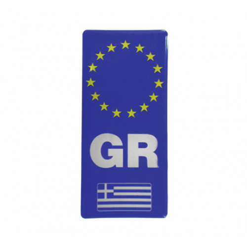 Αυτοκόλλητο Σήμα GR - Ελληνική Σημαία Ορθογώνιο Σμάλτο 4x9cm 1Τμχ