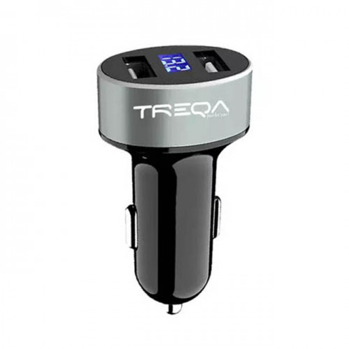 Φορτιστής Αναπτήρα Αυτοκινήτου Και Battery Check (Βολτόμετρο) Treqa CC-312 Με 2 USB 12-24V Μαύρο 1Τμχ